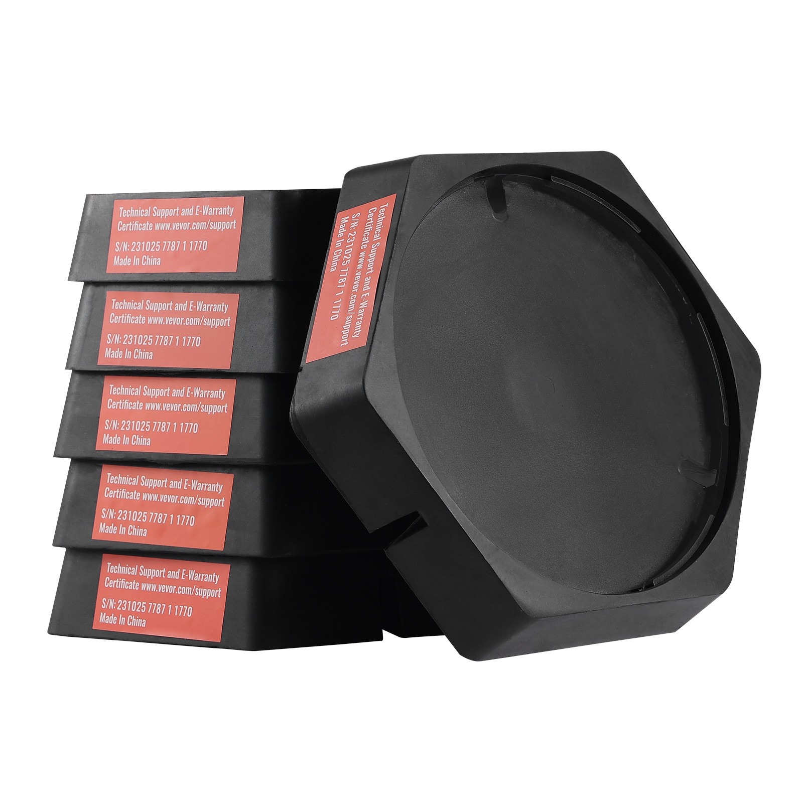 6-Pack RV Leveling Pads Permanently Attached Rubber Jack Pad 9" Round Feet