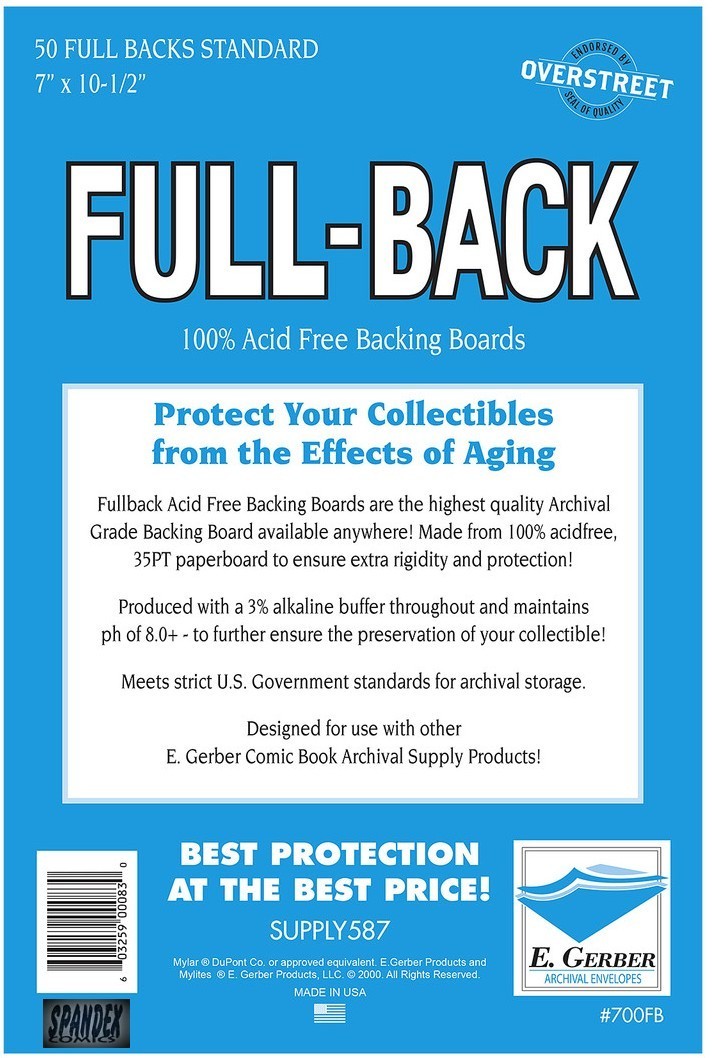 50 - BCW Archival Silver 2-Mil Mylar Comic Book Bag & E. Gerber Full Back Combo