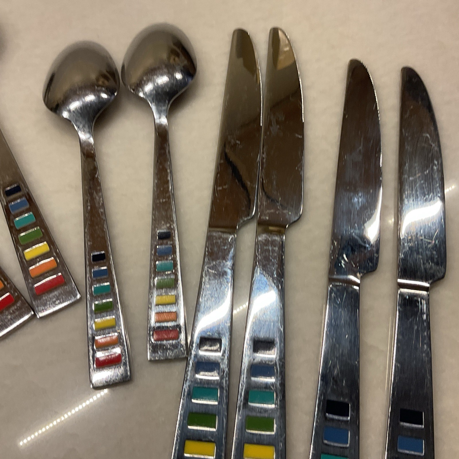 Fiesta Celebration Cambridge Masquerade Rainbow Flatware 17 Pieces Scratches