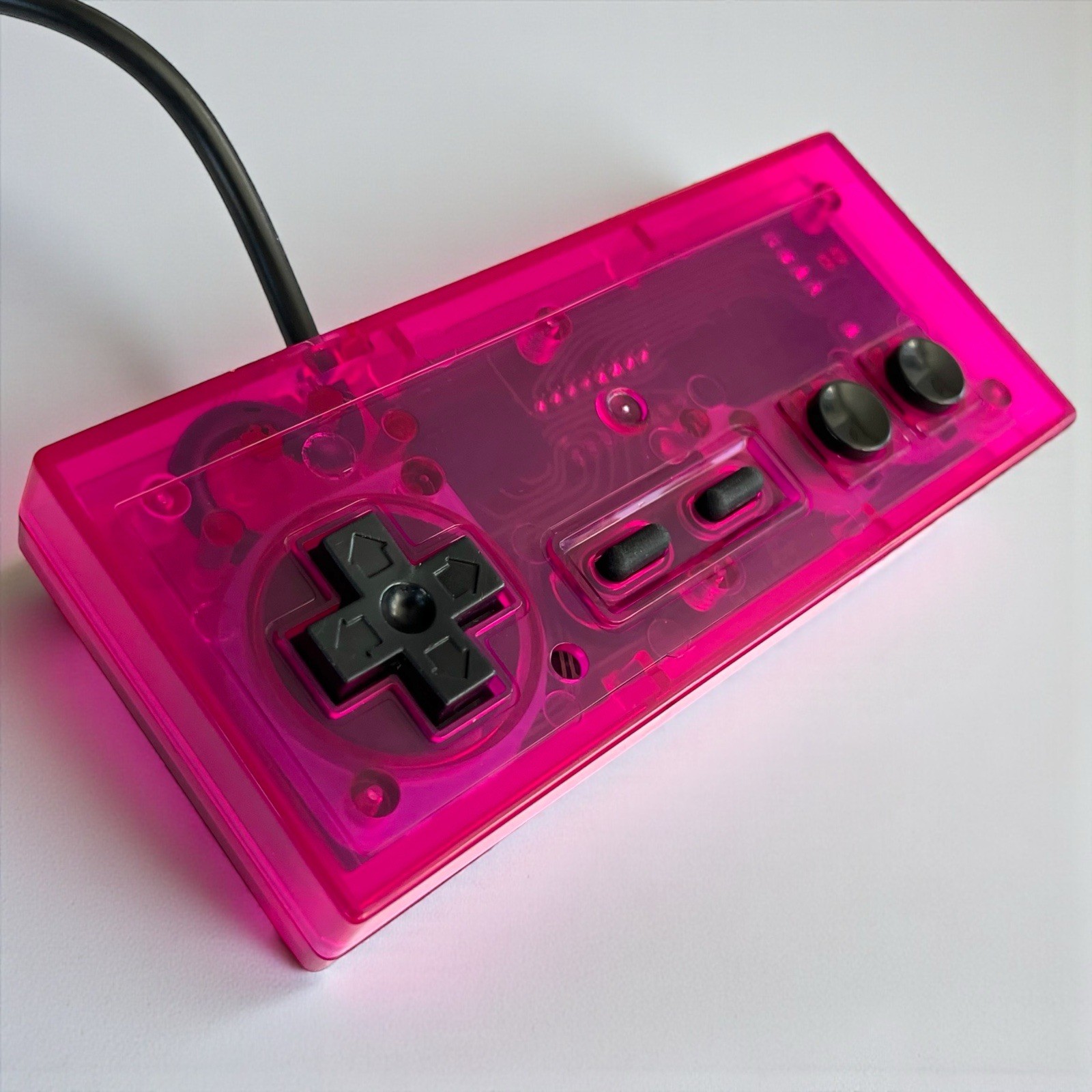 Custom NES Controller Transparent Pink Shell New Cable OEM Nintendo Motherboard