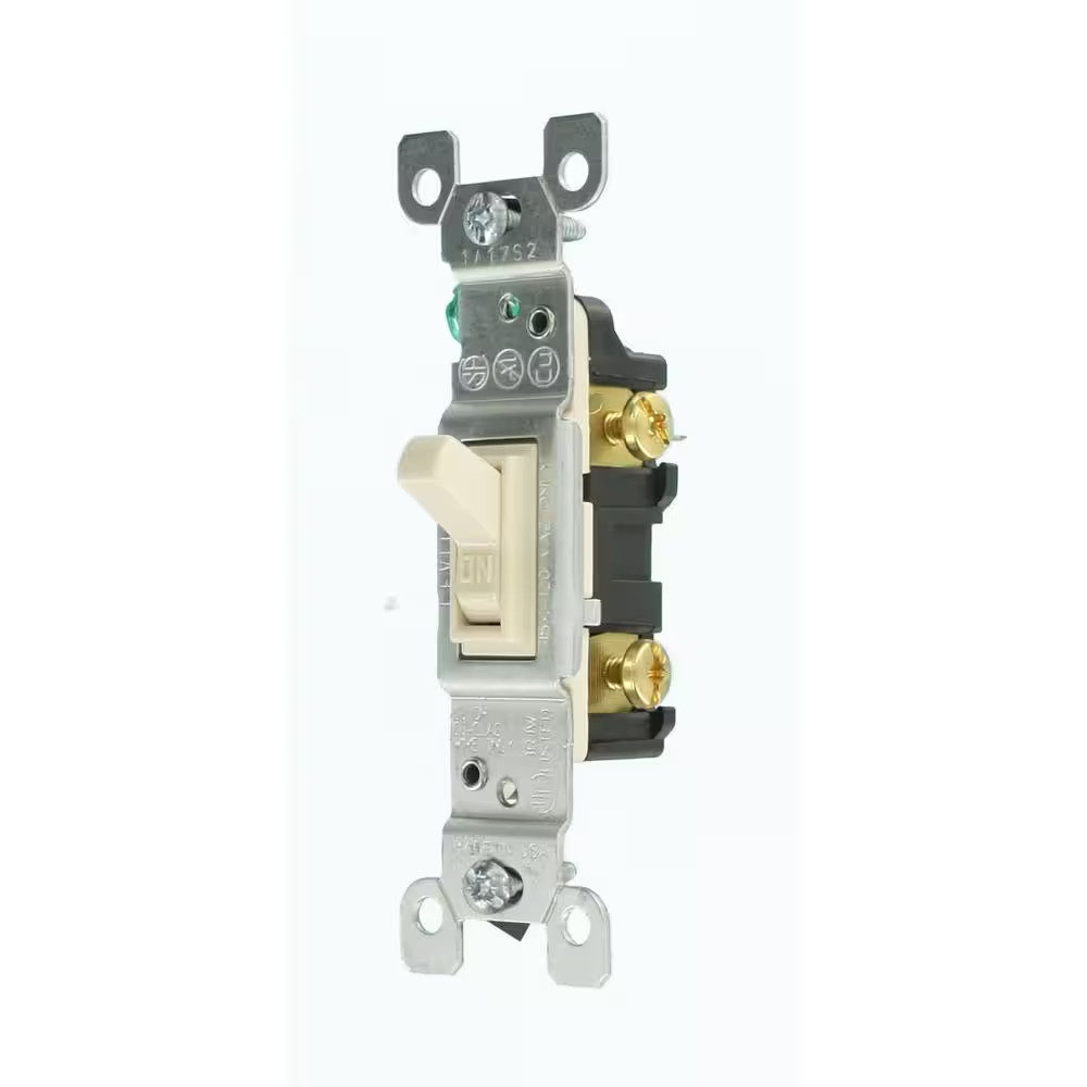 15 Amp Single-Pole Toggle Light Switch, Light Almond 1451-2T