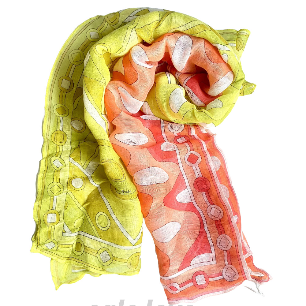 New Emilio Pucci Linen & Cotton long Scarf