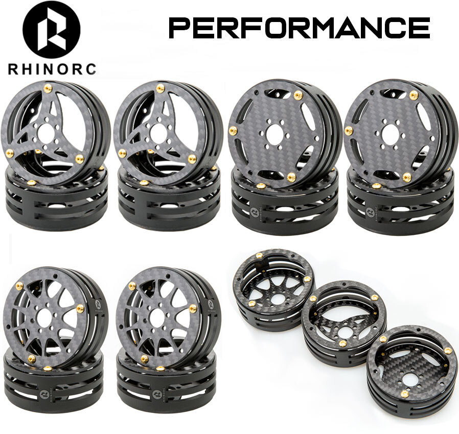 RhinoRC 2.2 inch Narrow Carbon Fiber Aluminum LightWeight RC Car Crawler Wheel