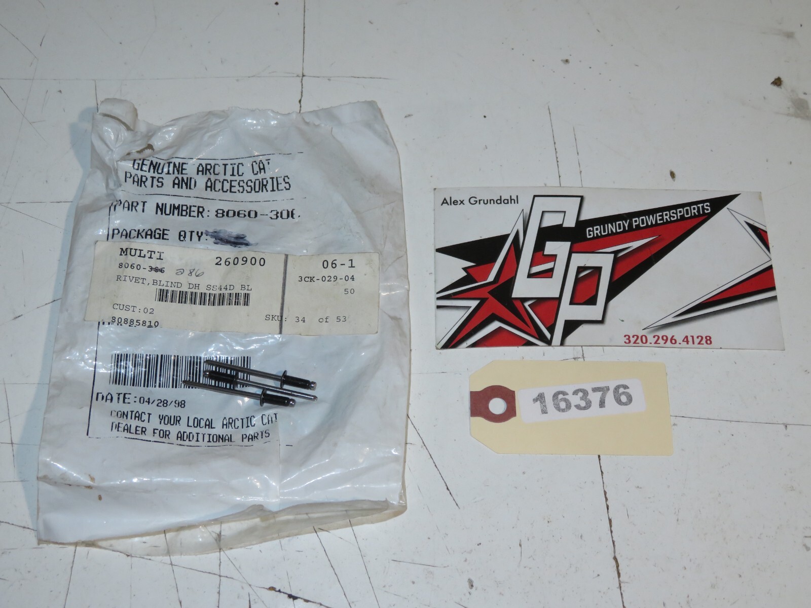 Arctic Cat - New OEM BLIND-DH SS44 Rivet Black Qty 3	8060-306 / 8060-286