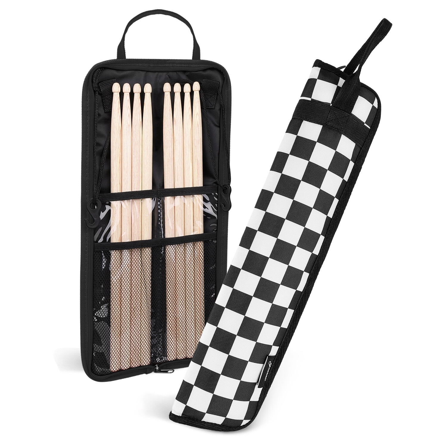 Drumsticks Gig Bag, Percussion Case for 4 Pairs of Drum stick, Kids, Checkered