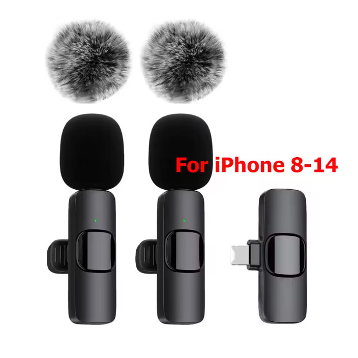 Wireless Lavalier Microphone for iphone android USB-C Lightning mini mic set