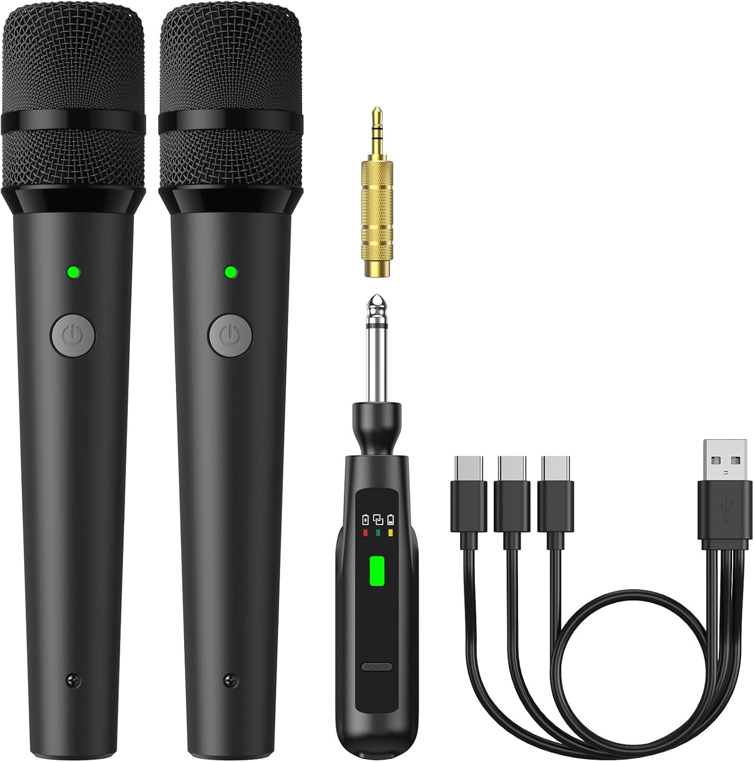 2.4G Dual Wireless Microphones, Rechargeable Cordless Handheld Microphones Syste