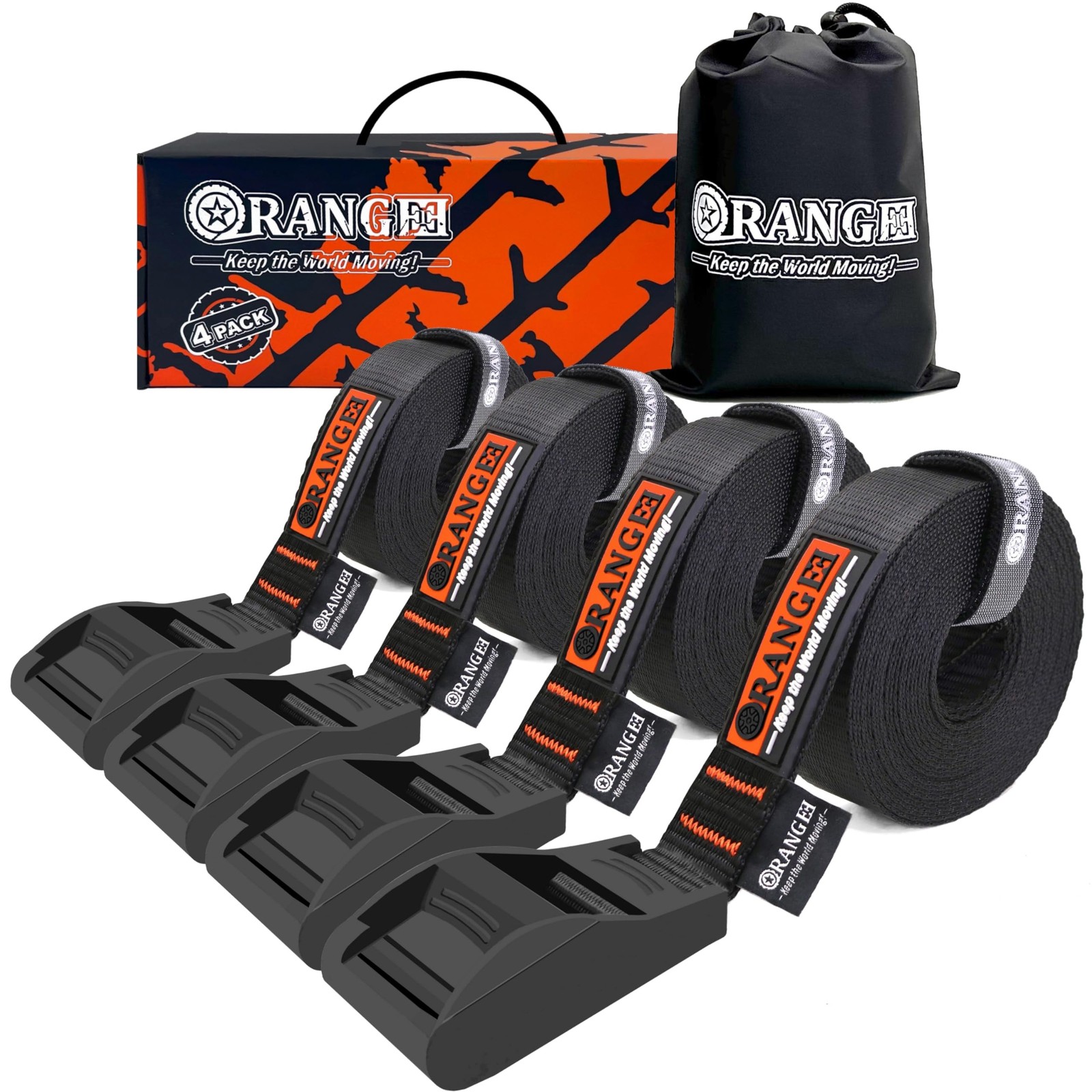 ORANGEE® 4 Pack 'No Scratch' Cam Buckle Tie Down Strap for Surfboards, Kaya