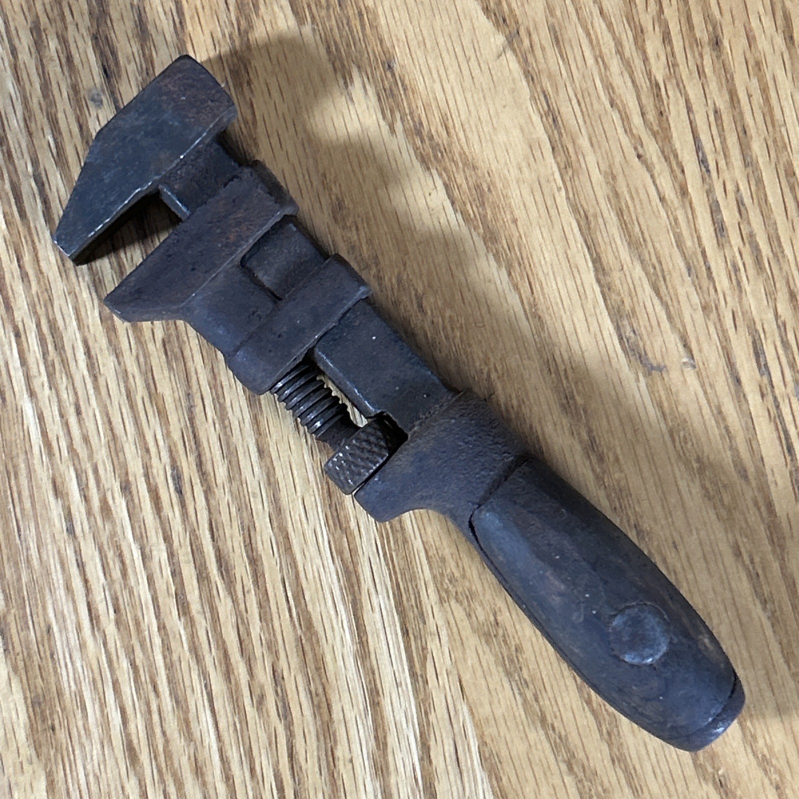 Antique 1800's Monkey Wrench Adjustable Pipe Wrench Wood Handle Unmarked