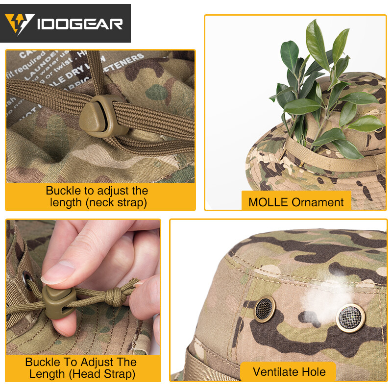 IDOGEAR Tactical Boonie Hat Fishing Hat Hiking Hat Camo Adjustable MOLLE Hunting