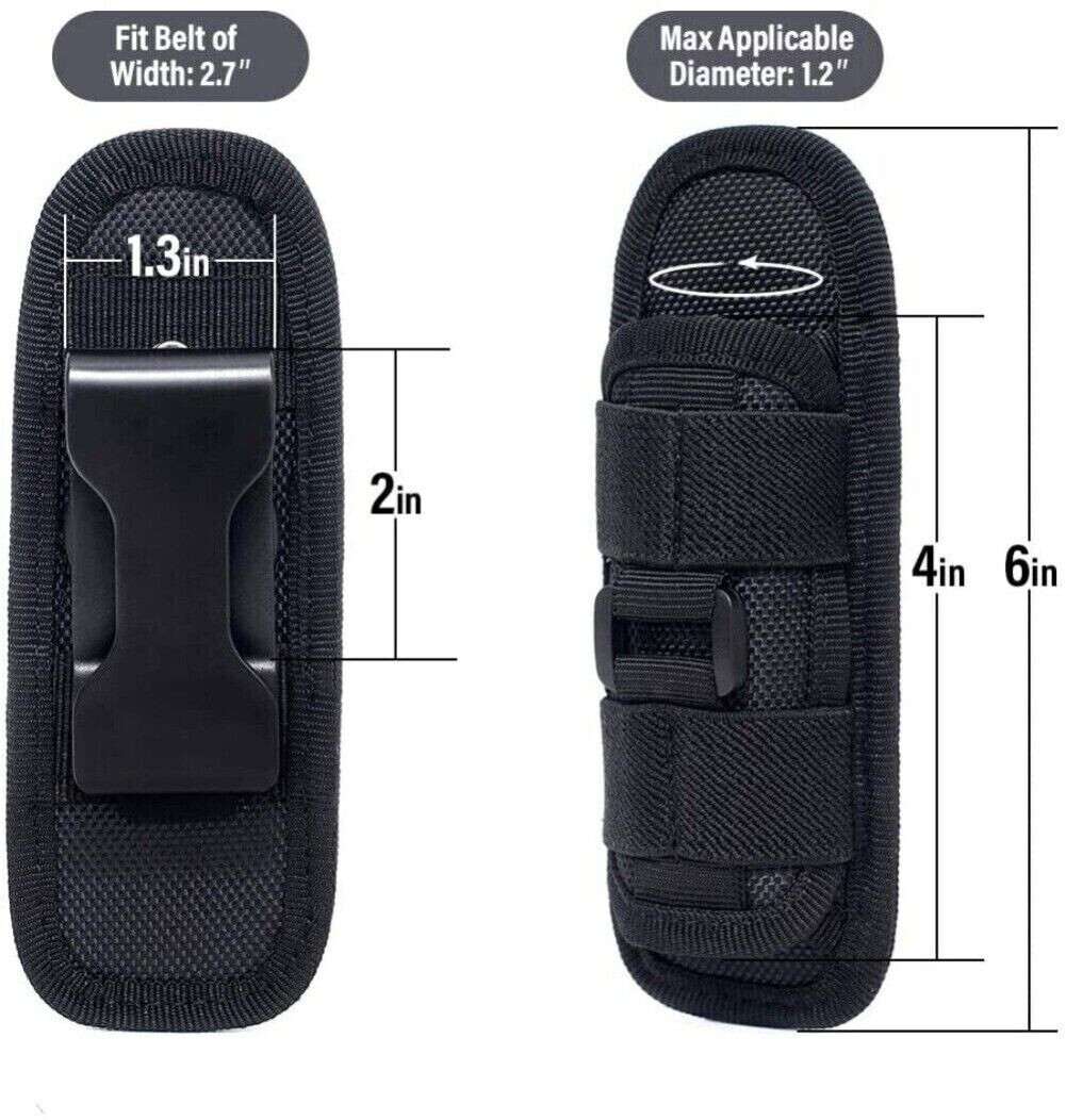 Tactical Flashlight Holder Molle Pouches 360° Rotatable Flashlight Case Pocket