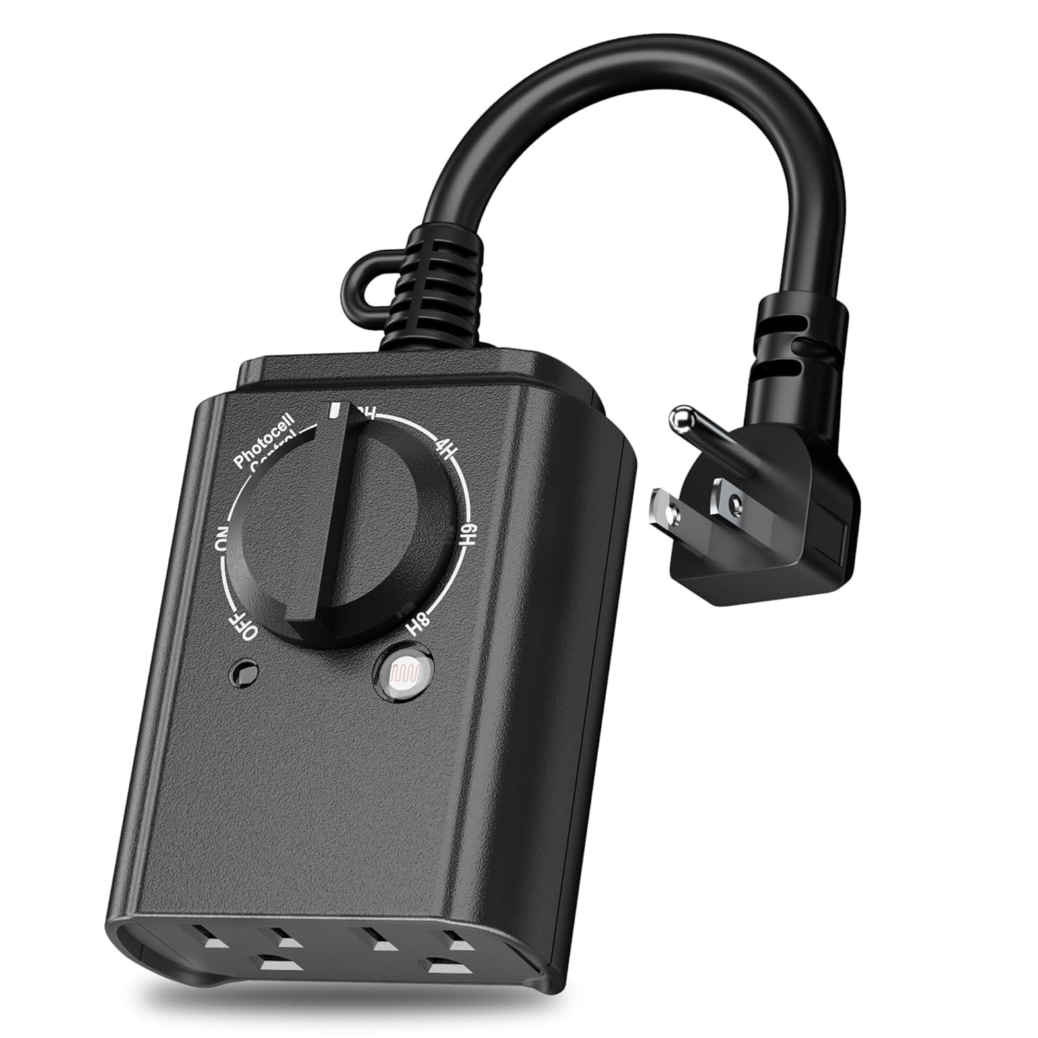 Outdoor Light Timer with Dusk to Dawn Sensor, Weatherproof Dual Outlets, 15A