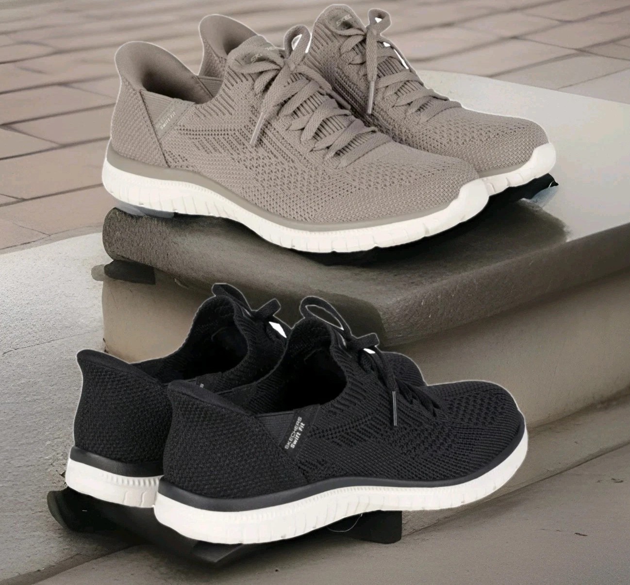 New Skechers Swift Fit Hands Free Slip-In Women's Shoes Black, Gray New With Box