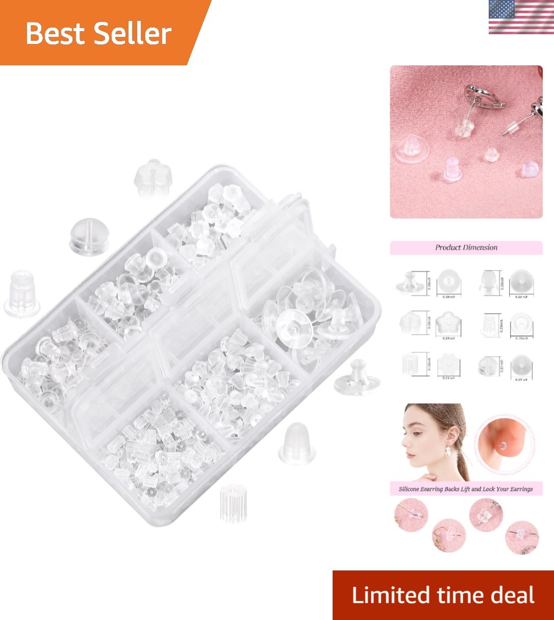 Ultimate 550 Pcs Clear Silicone Earring Backs Kit - 6 Styles for Every Jewelry