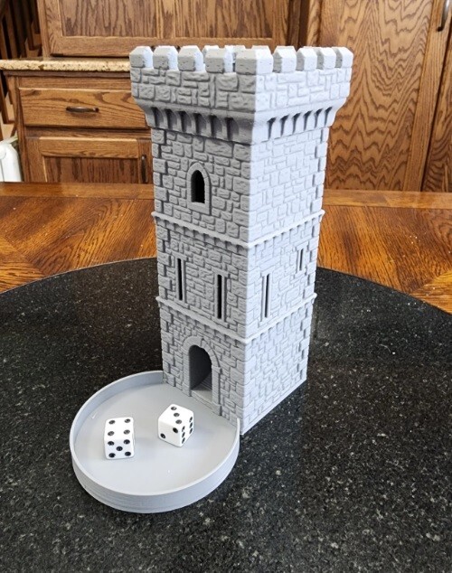 Castle Dice Tower Randomizer Dungeons and Dragons 9 inches tall! White Paintable