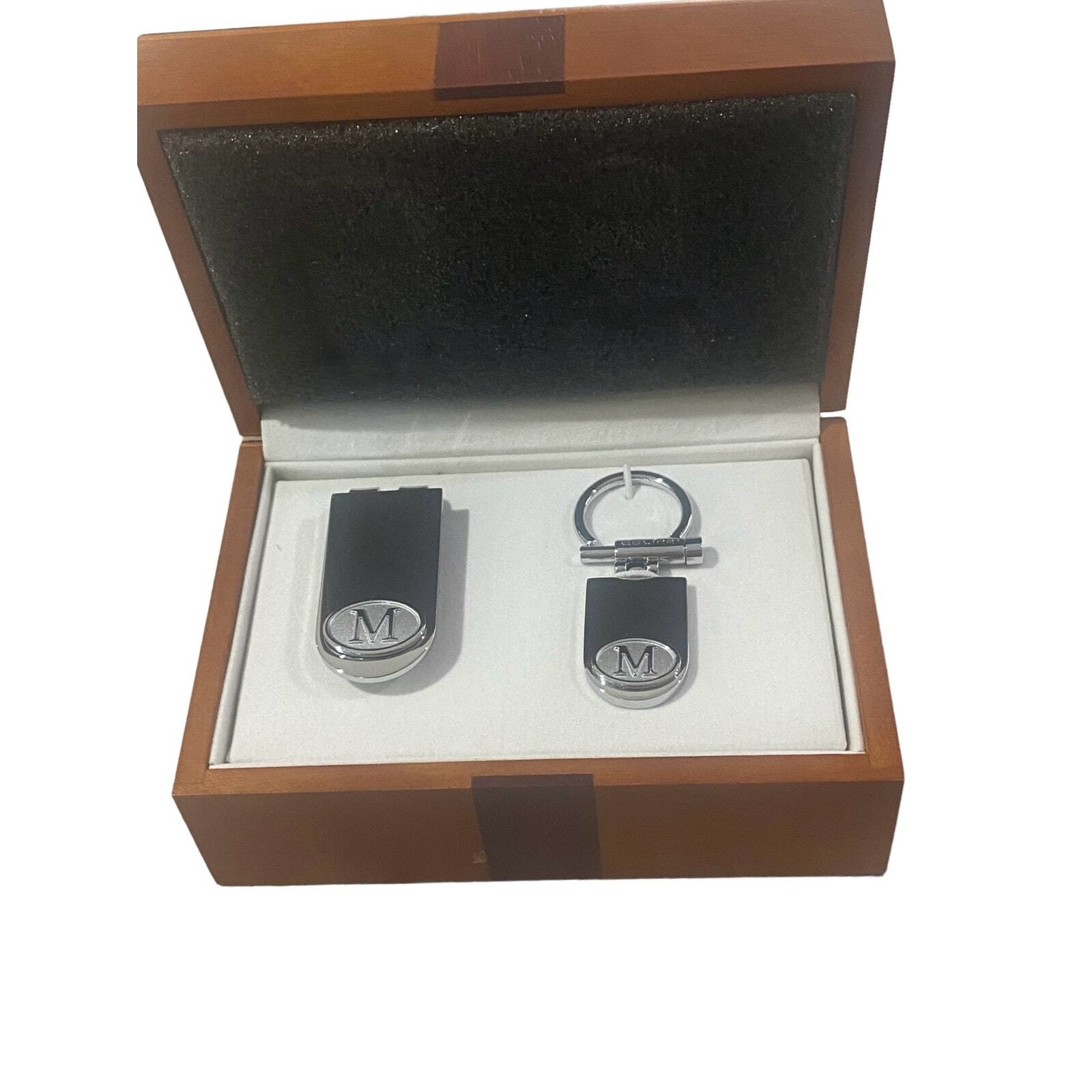 Colibri Money Clip And Keychain Gift Set With Box - "M" Monogram