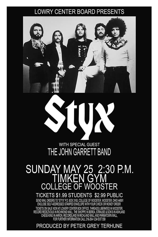 1975 STYX CONCERT POSTER WALL ART PRINT WOOSTER MASSACHUSETTS SIZE 10X15 INCHES