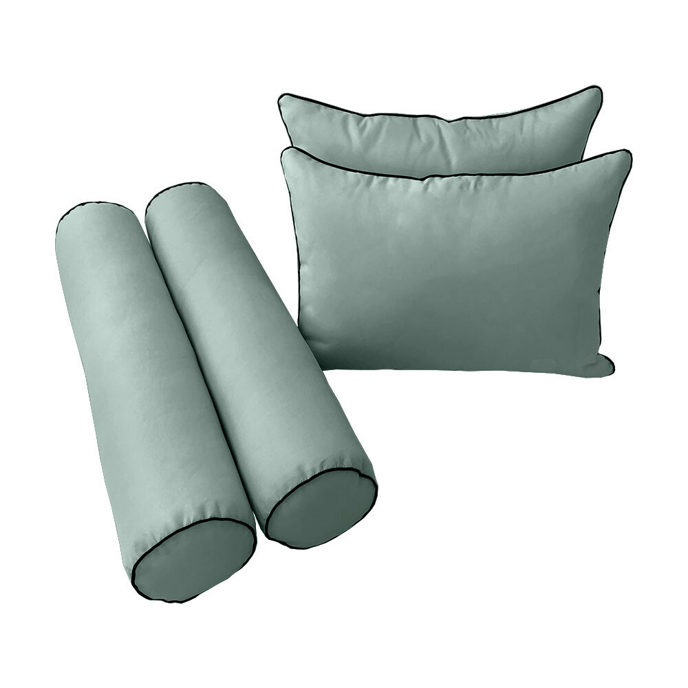 *COVER ONLY*-Style4 Outdoor Bolster Pillow Slipcover Contrast Trim Crib AD002
