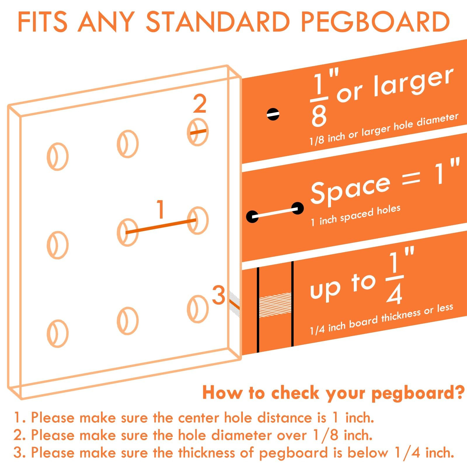 Large Pegboard Cups Peg Board Storage Bin 6 Pack with Hooks, Square Box Shape...