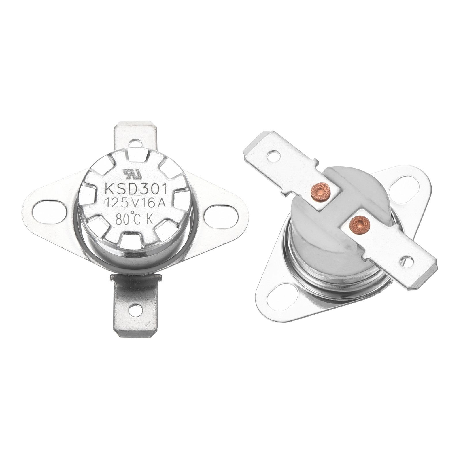 2pcs KSD301 Thermostat 80°C 16A  NO Adjust Snap Disc Temperature Switch,Ceramic