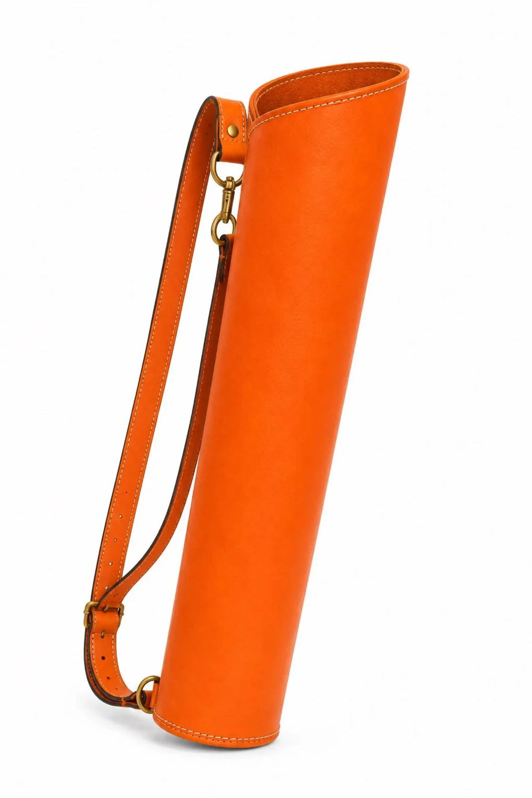 Handmade Orange Leather Archery Quiver Adjustable Back Arrow Holder Traditional