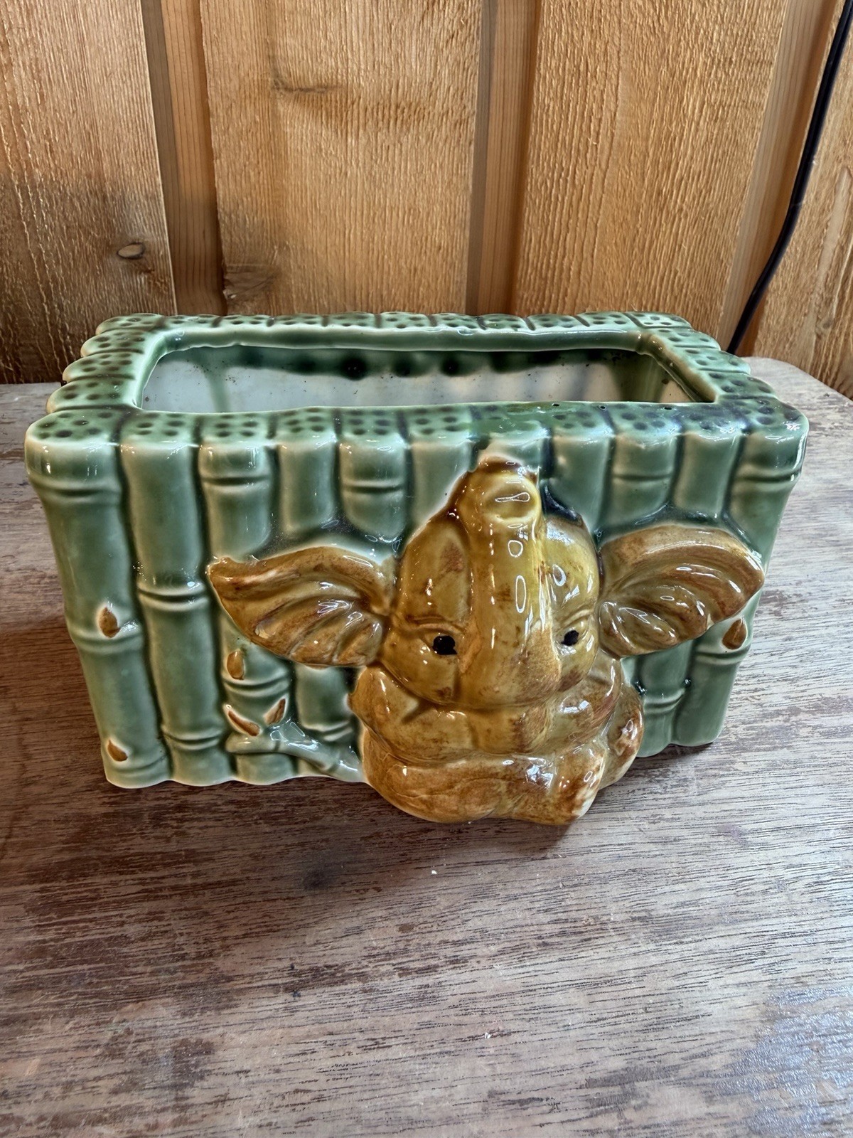 Vintage Ceramic Tabletop Elephant Planter