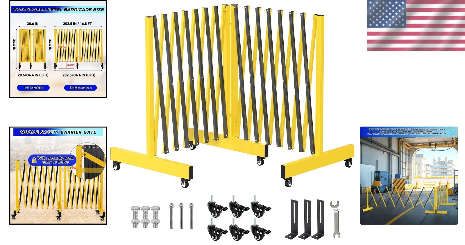 Adjustable 16.8FT Expandable Barricade - Perfect for Construction and Events
