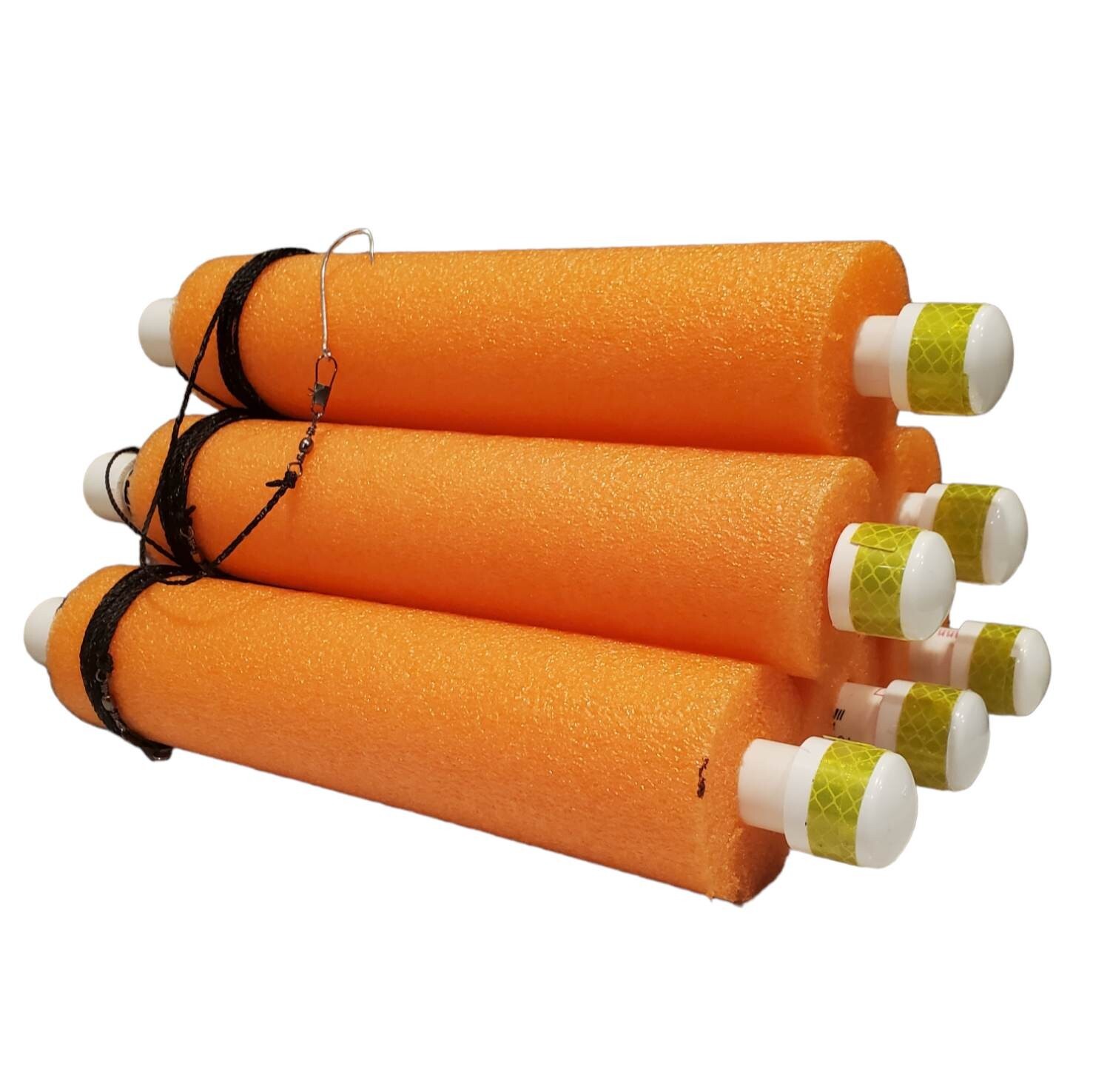 Catfish Jugline Noodle Fishing kayaking Jugs ORANGE 6 lot  2.5in X 13in 7ft Drop