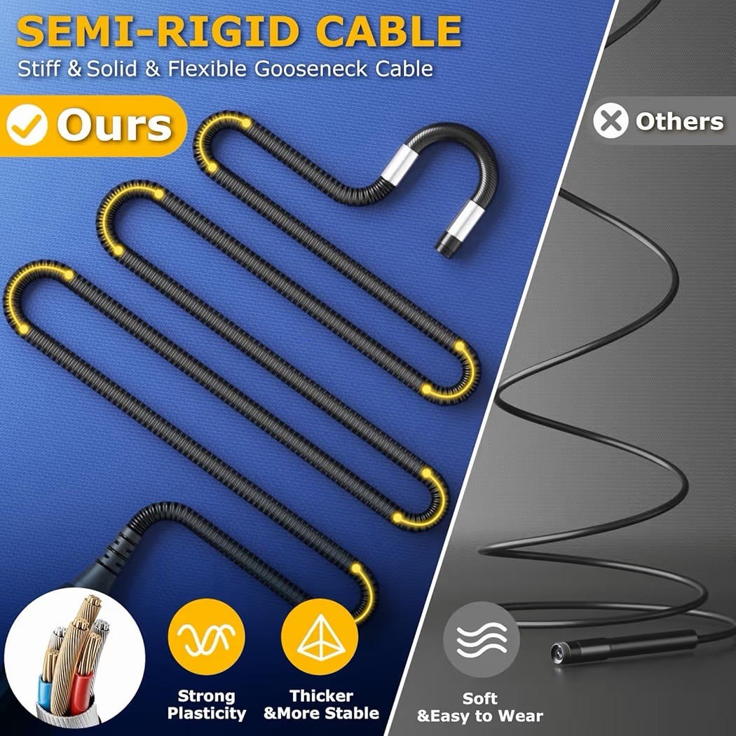 Two-Way Articulating Borescope with Light, UJOYOK Industrial Endoscope (NEW)