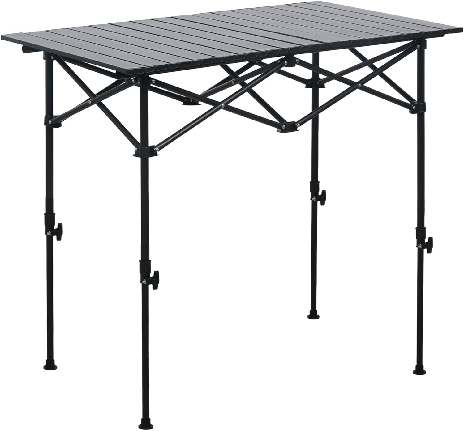 Folding Camping Table Adjustable Height Aluminum Camp Table W/ Roll Up Top