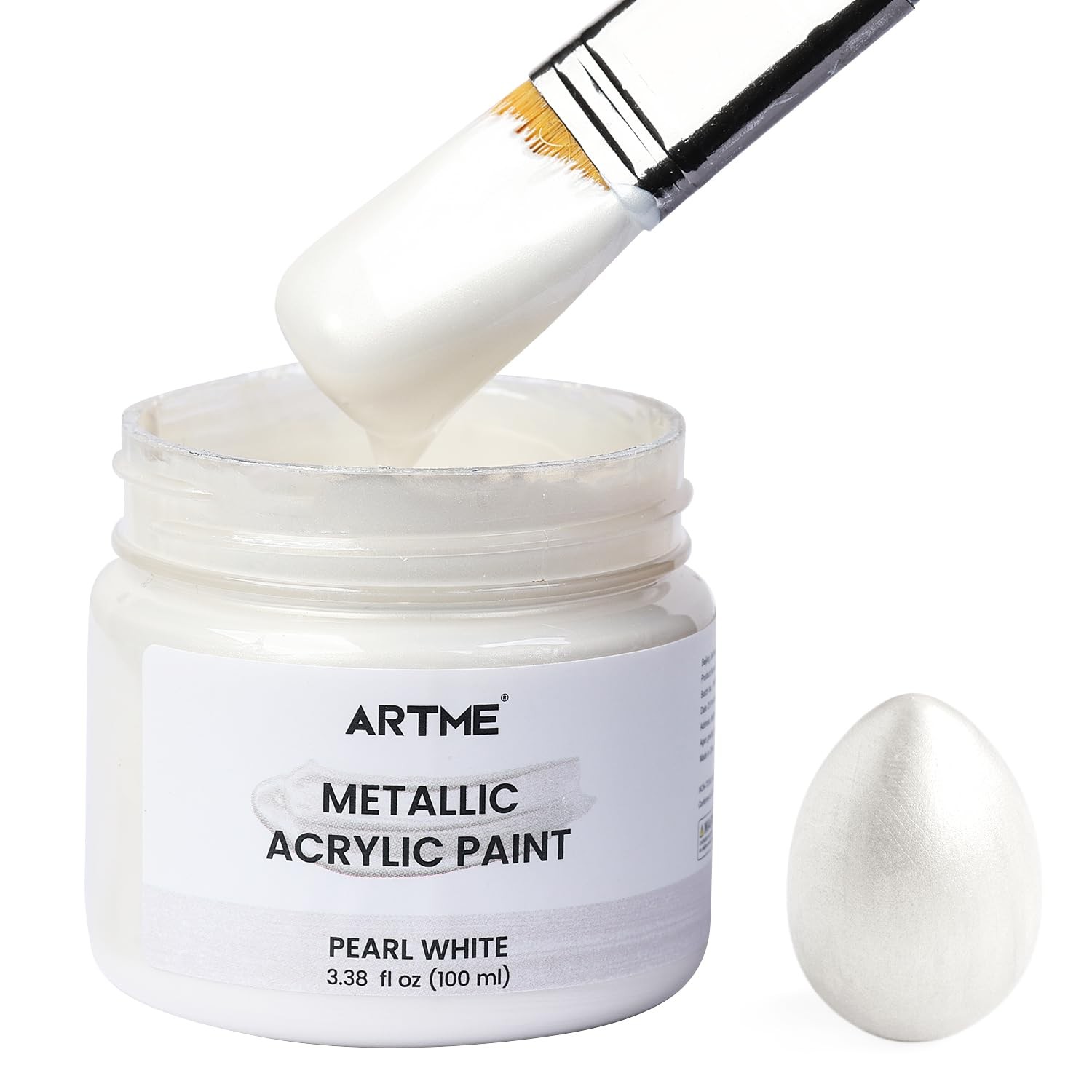 ARTME Acrylic Paint Metallic Pearl White, 3.38 Fl Oz (Pack of 1), White