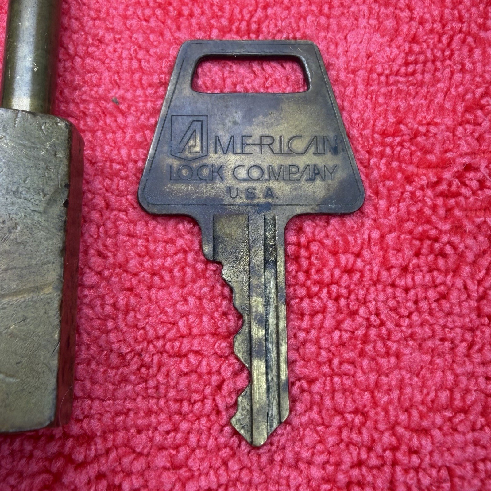 Vintage U.S. Military Brass Padlock , Chain & Key American Lock Co. USA 6460H