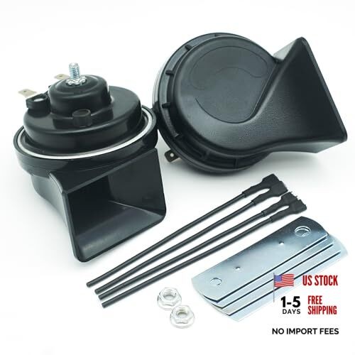 Car Horn 12V Super Loud Electric Waterproof High Low Daul Tone Fit for Black