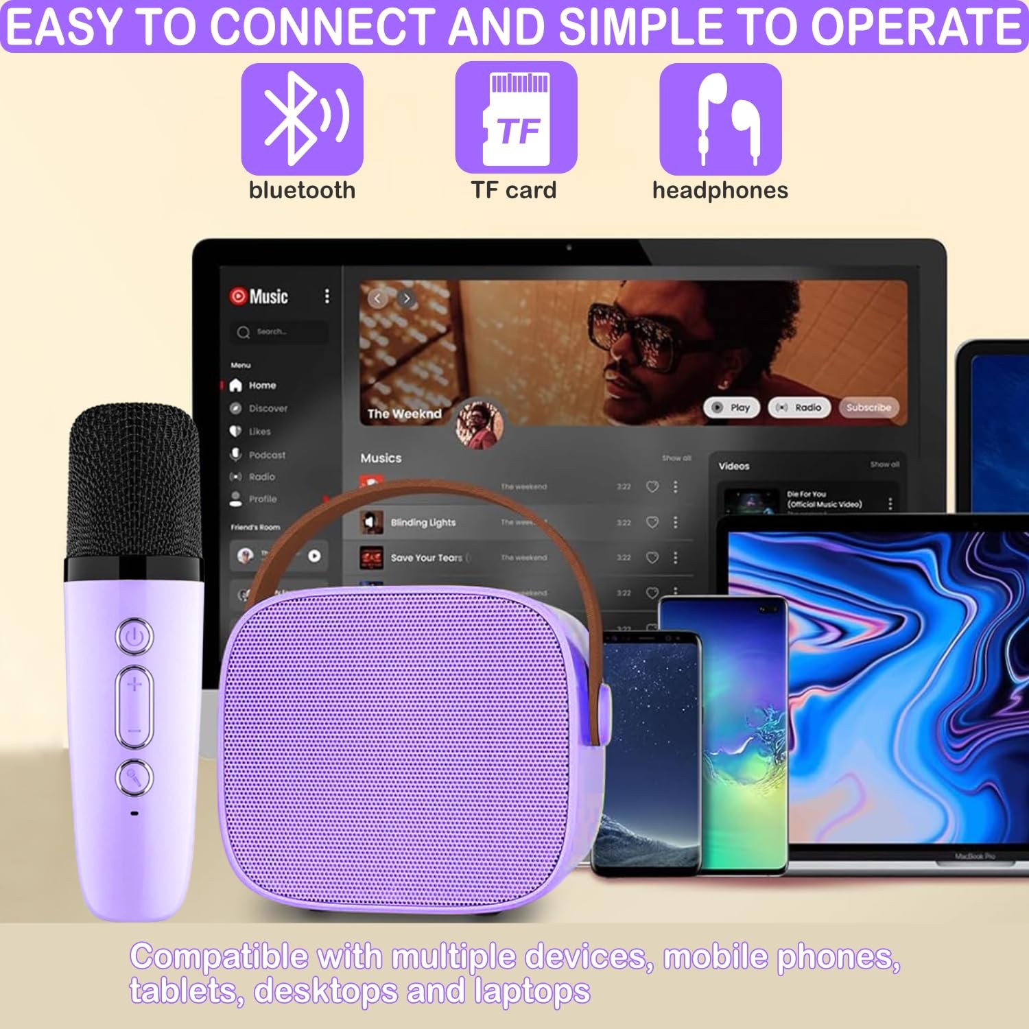 Darkant Purple Karaoke Machine 1 MIC