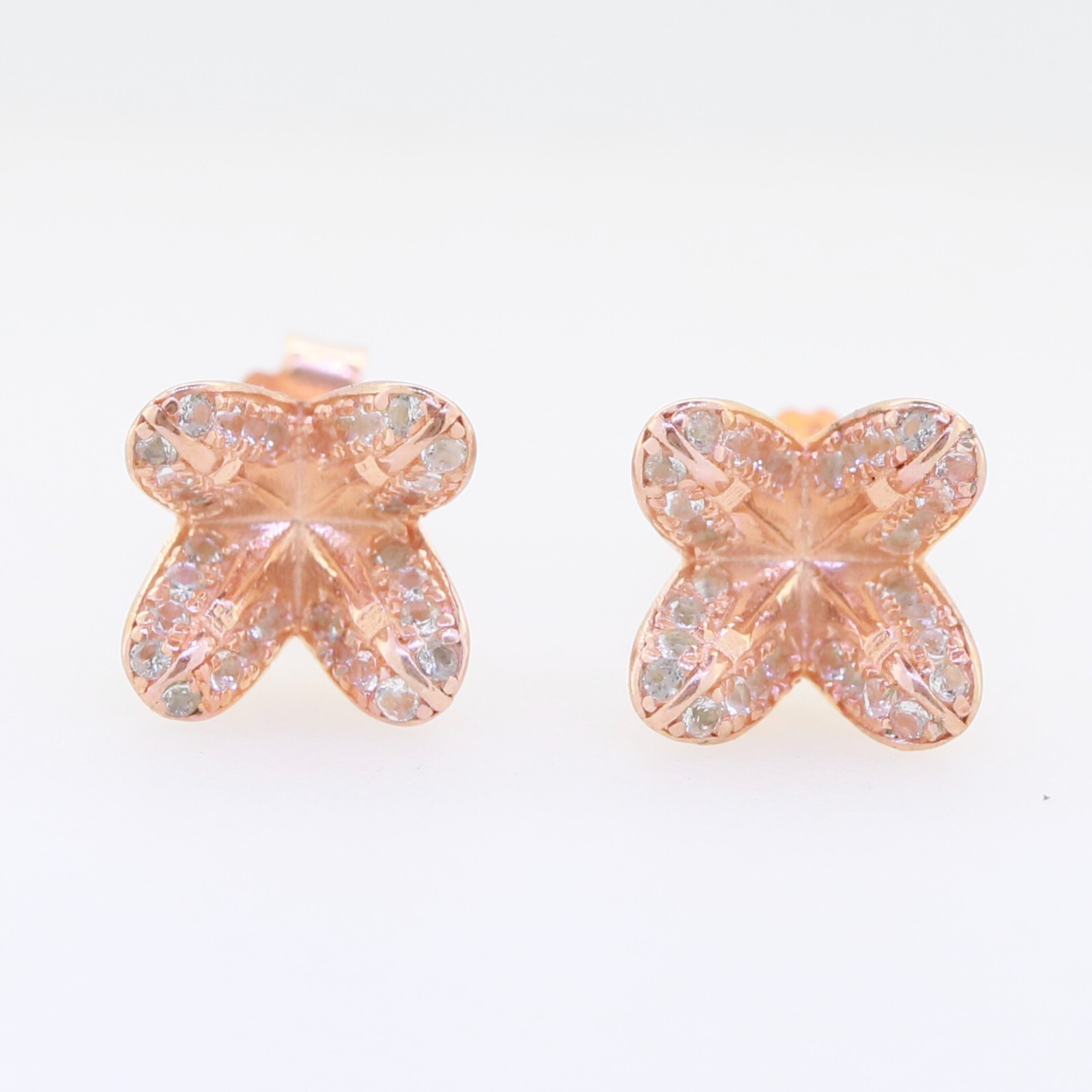 Rose Gold Plated Sterling Silver Semi Mount Earring Setting Round RD 5x5mm Stud