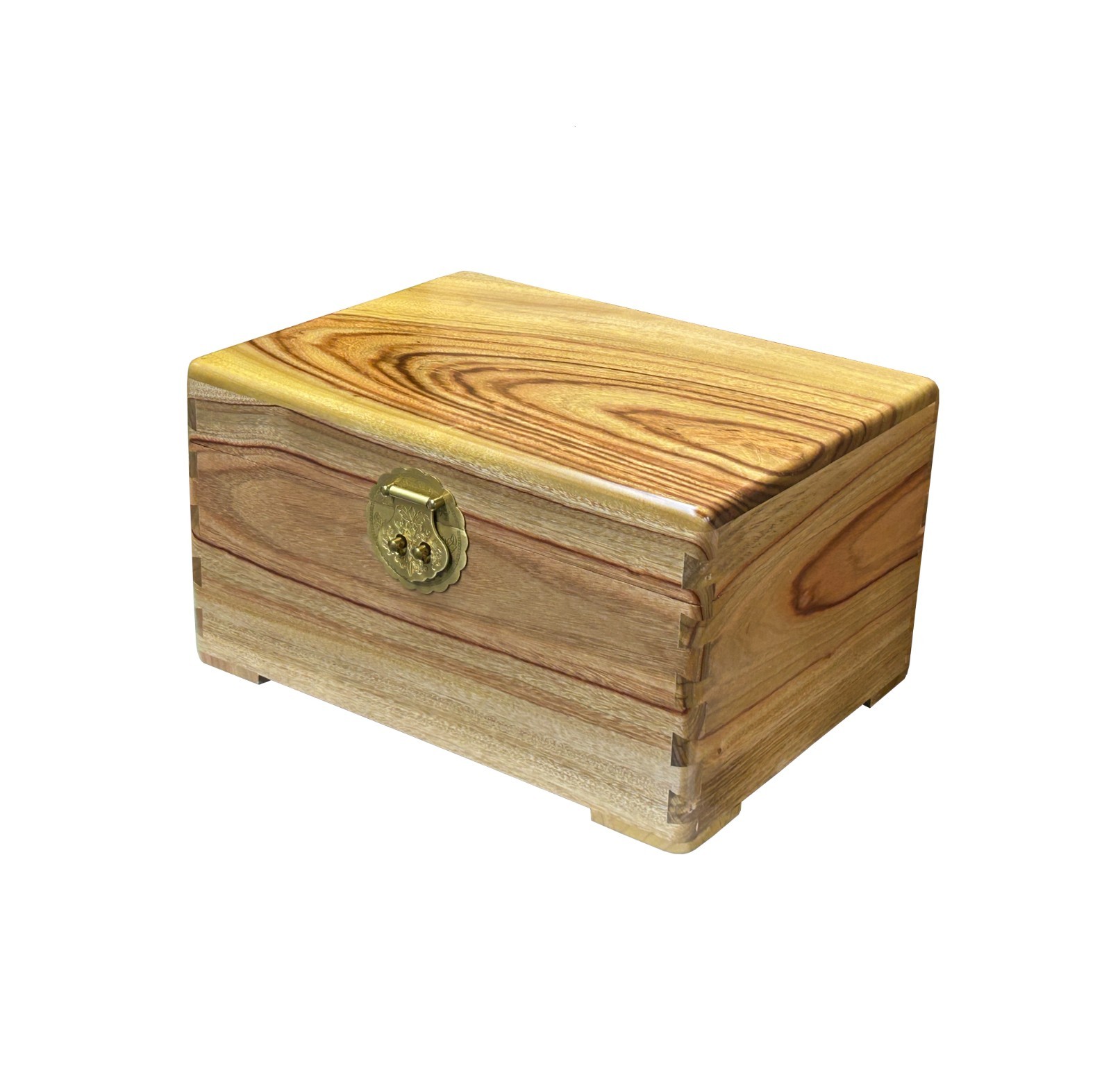 Chinese Light Tan Brown Rectangular Camphor Wood Storage Box Chest GB039