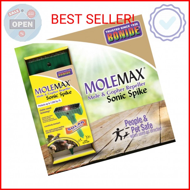 Bonide (BND61121) - Molemax Sonic Spike Repeller, Solar Powered Mole and Gopher