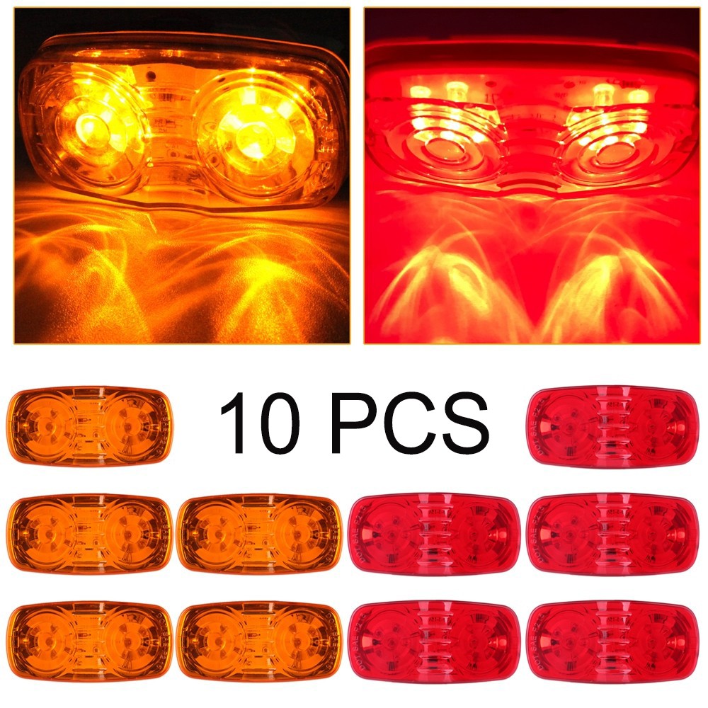 10PCS  Amber Red Clearance Light 12 led truck Trailer Light 4 inch Side Marker