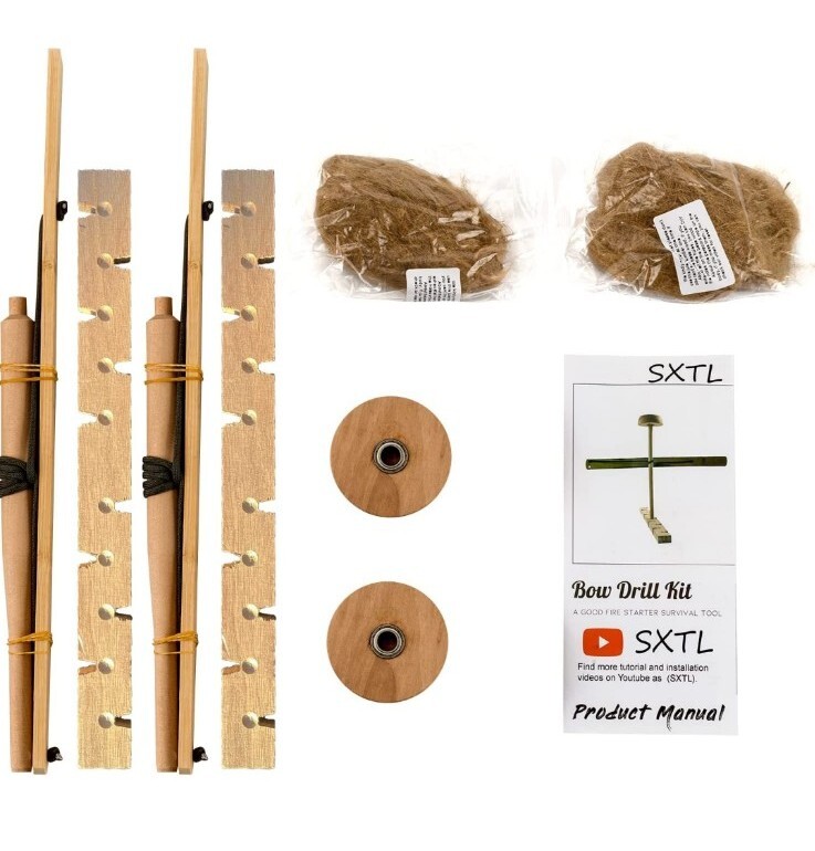 BuchCraft SXTL Bow Drill Kit 2 Pieces Primitive Fire Starter