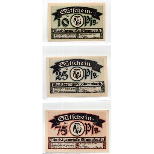 1921 Germany Stammbach Notgeld Set of 3 Notes (559)
