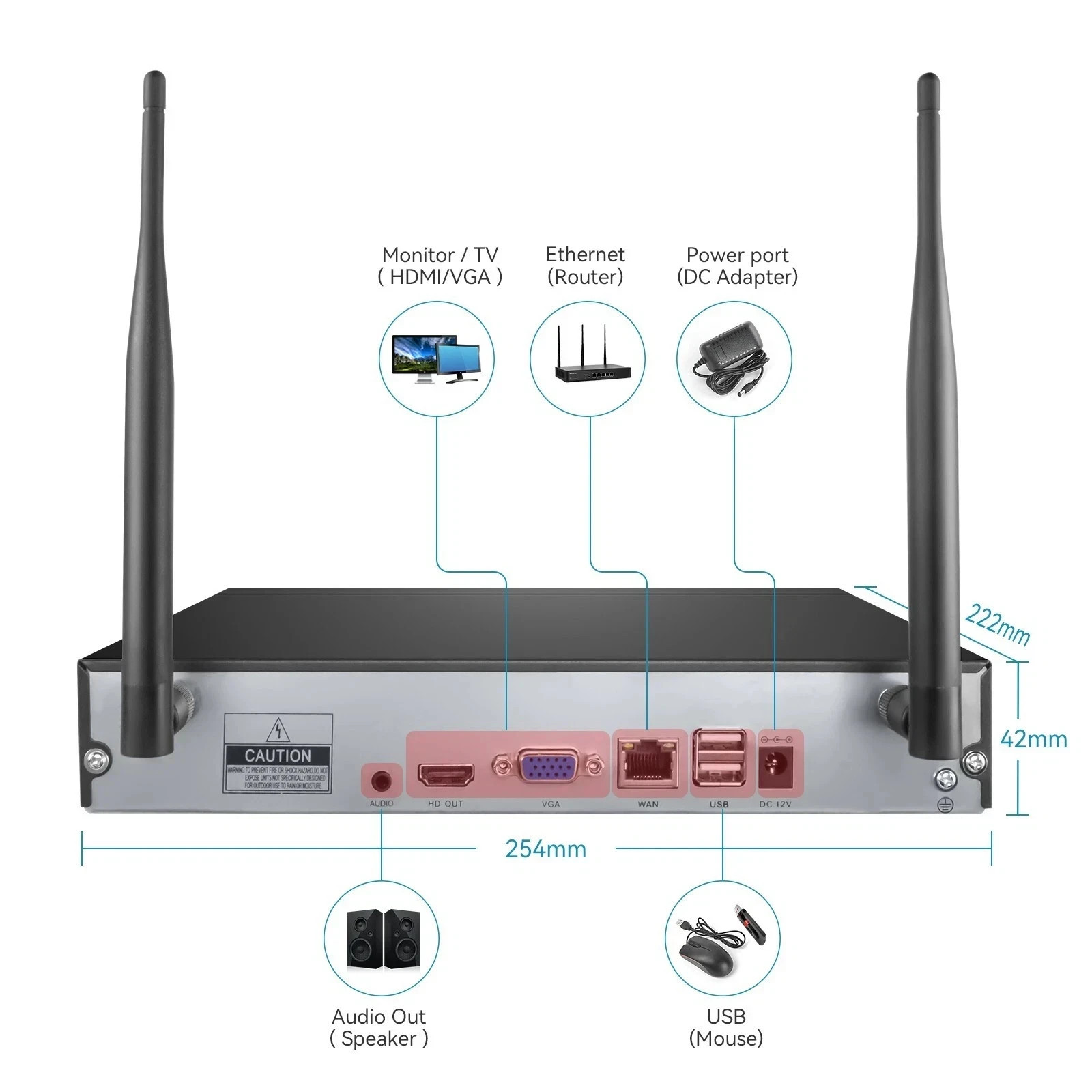 3MPHome IP Camera System Outdoor 8CH NVR 500GB Home Security Motion Detection