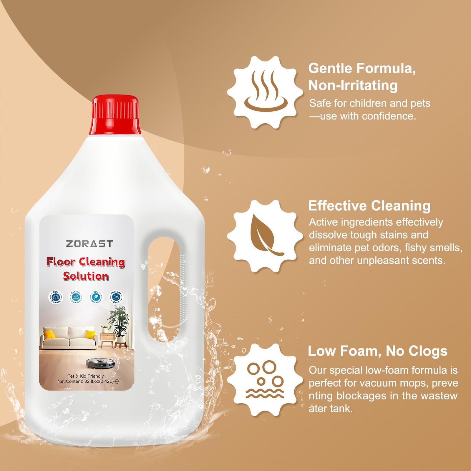 Floor Cleaning Solution 82 Fl Oz Compatible with All Roborock Robots S7 S8