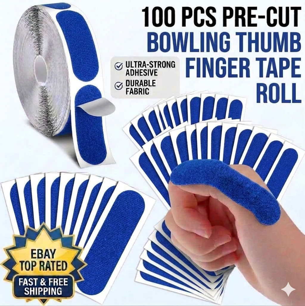 100 PCS Pre-Cut Roll Bowling Tape Skin Thumb Finger Protection 1" x 2.5" Blue