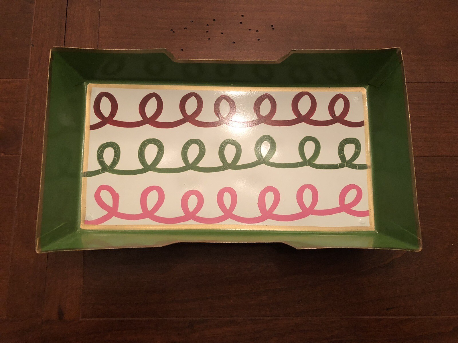 Jaye's Studio Red, Green and Pink Loop Metal Guest Towel Tray, New in Packaging