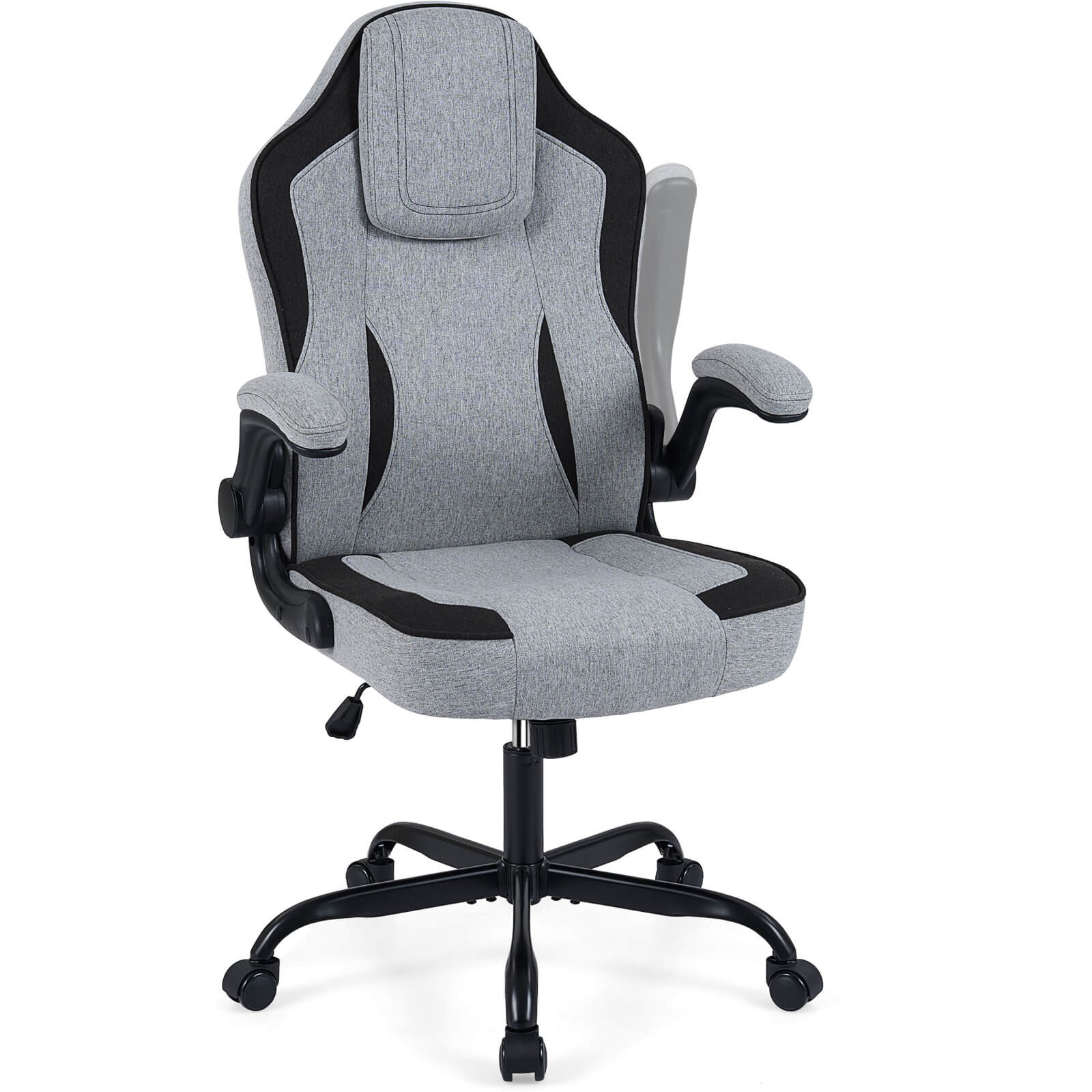 Office Chair w/90° Flip-up Armrests, Adjustable Height & Rocking Function,Wheels