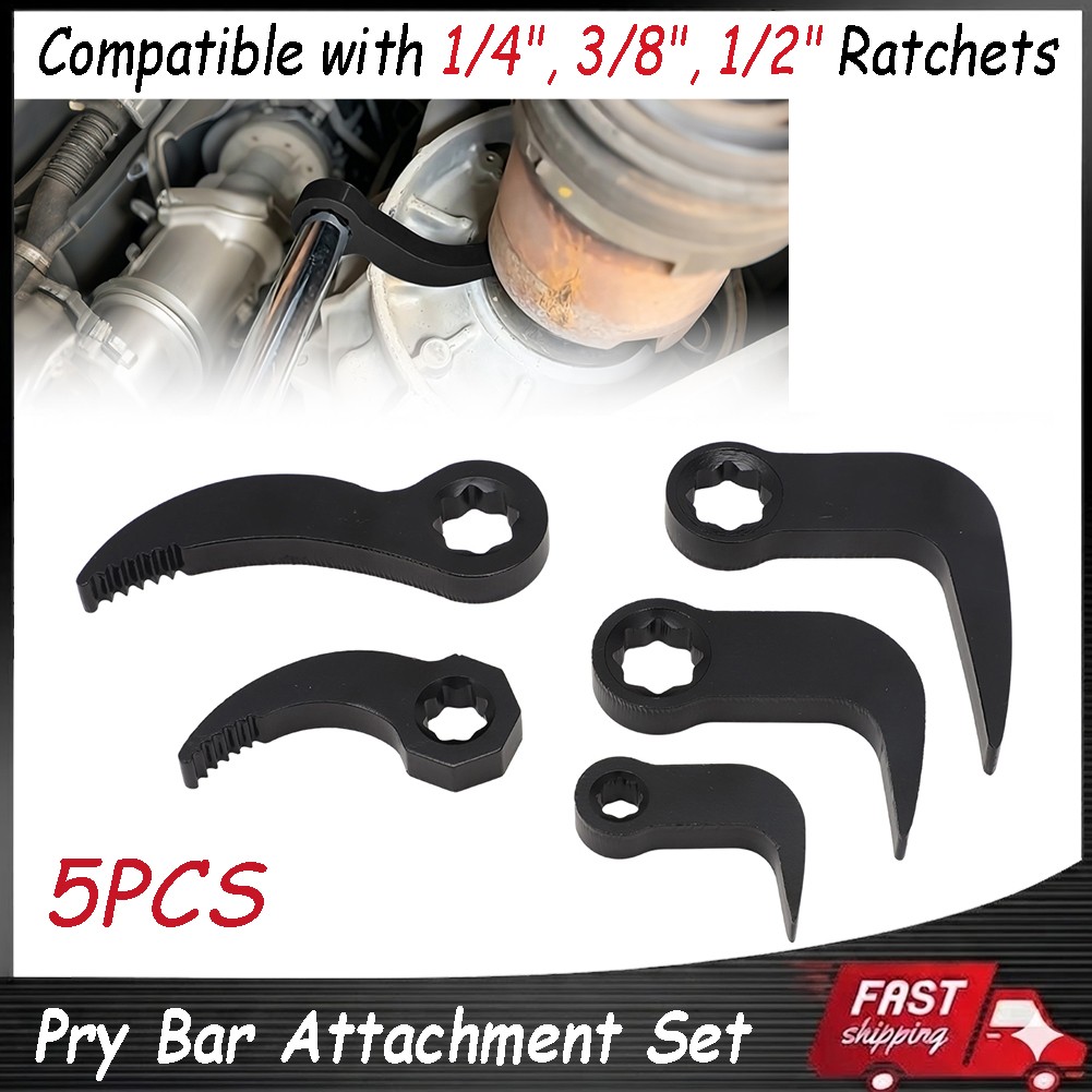 Pry Bar Attachment Set Fit 1/4", 3/8", 1/2" Drive Ratchet 8 Position System 5PCS