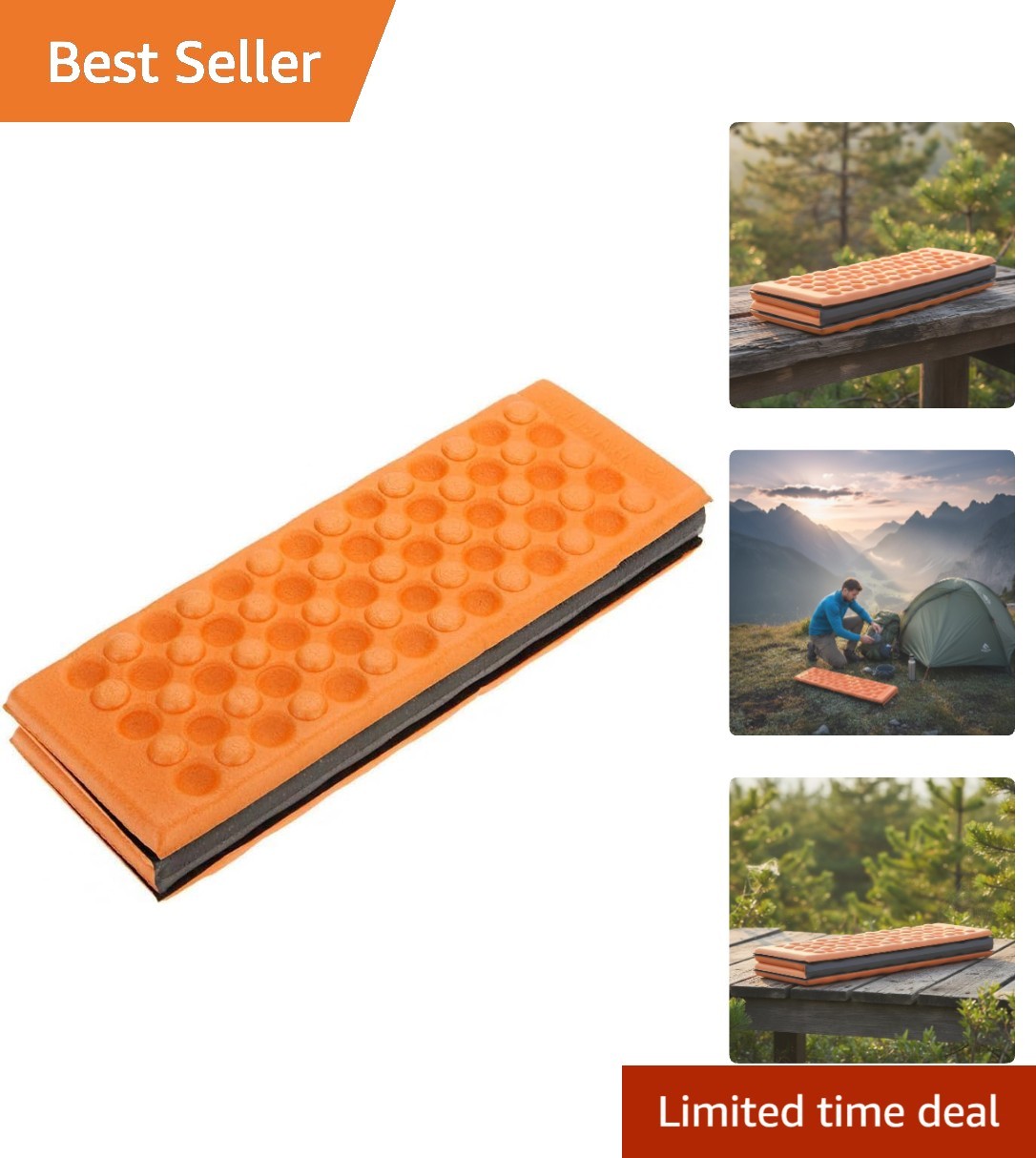 Orange Waterproof Foldable Camping Mat - Portable Cushion For Outdoor Adventures