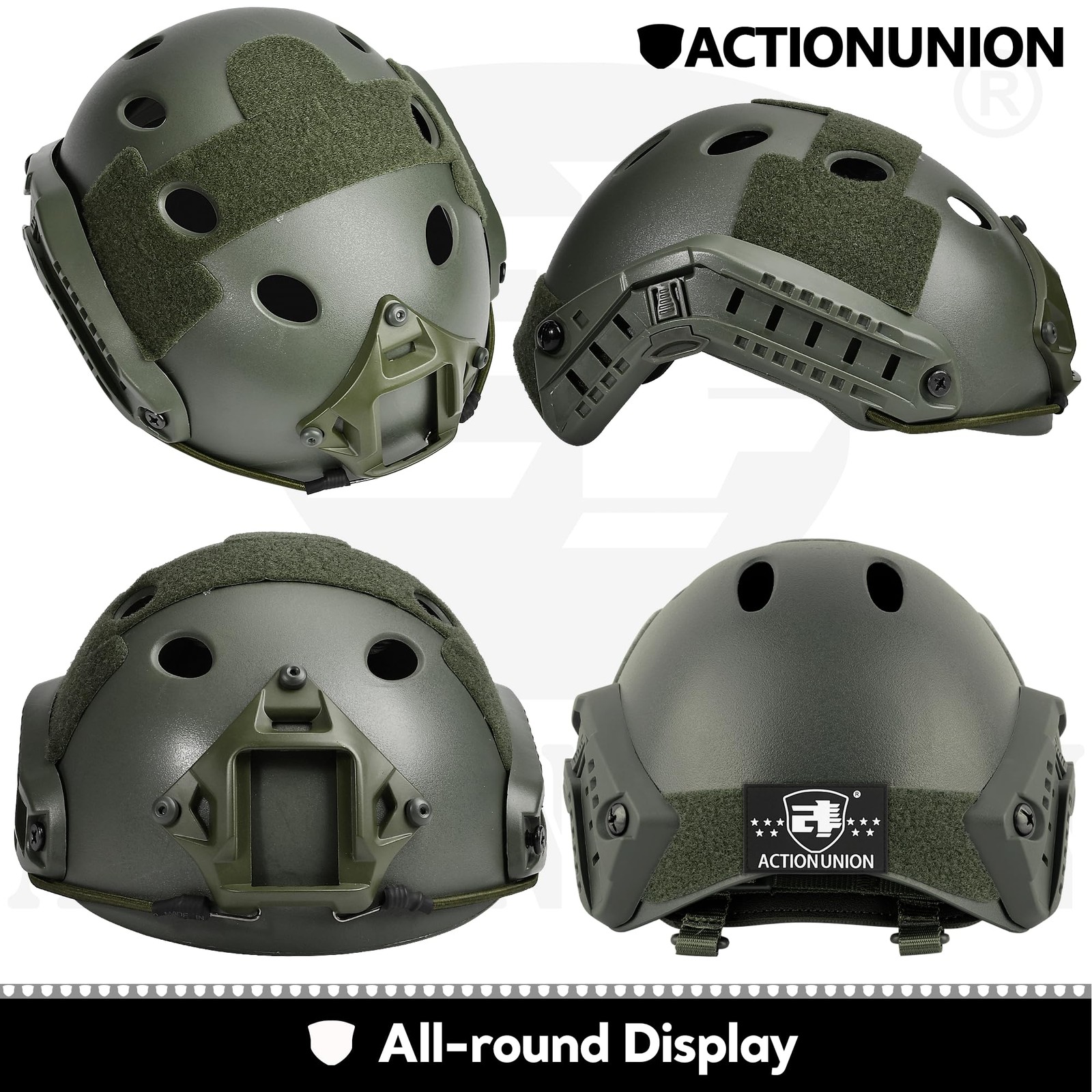 ACTIONUNION Airsoft Helmet Basic Set PJ Type Tactical Paintball Medium, OD