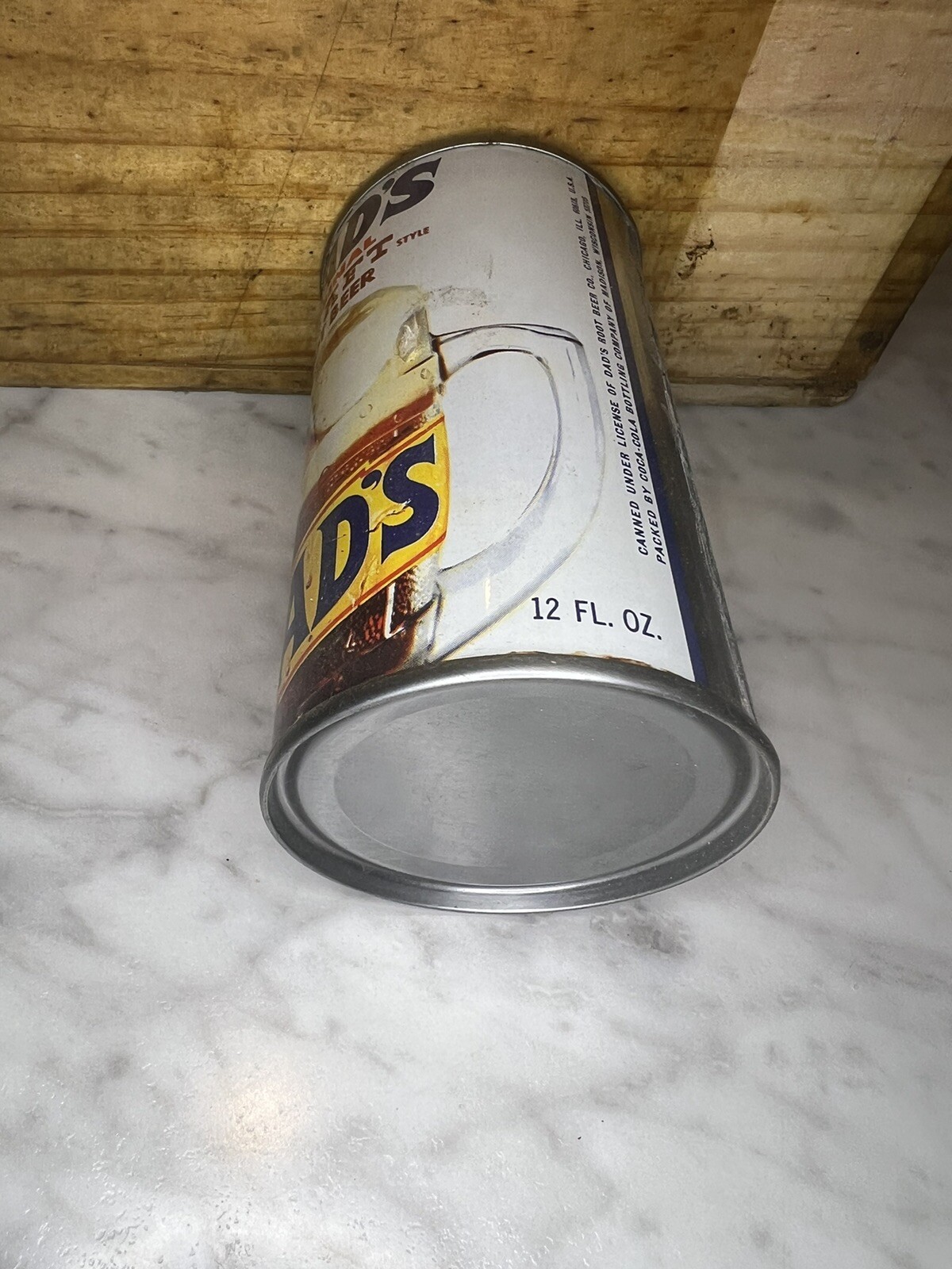 DAD'S ORIGINAL DRAFT ROOT BEER CHICAGO/ COCA COLA MADISON WI STEEL PULLTAB CAN