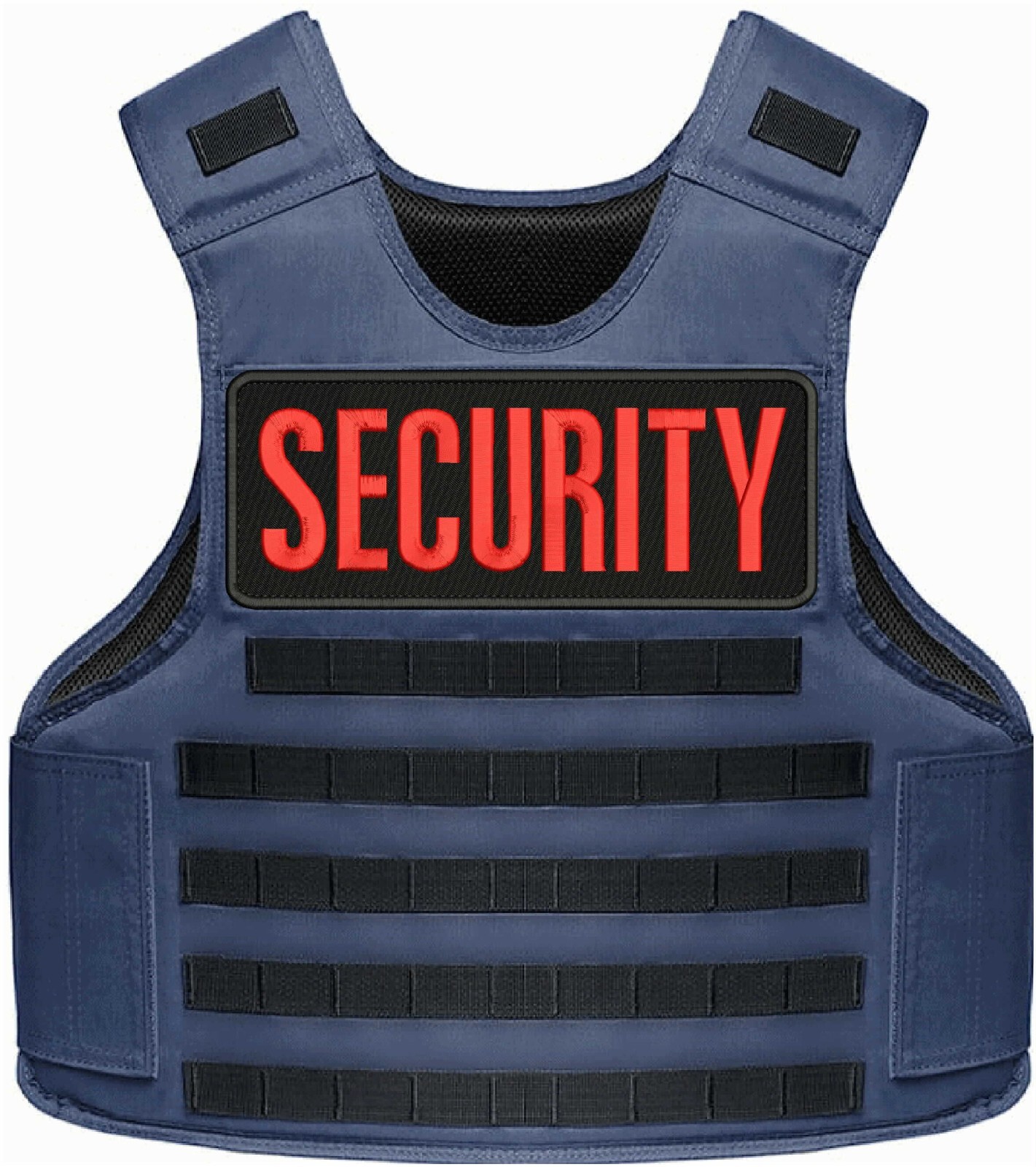 SECURITY embroidery patches 4x11 hook on back ON RED ON BLACK